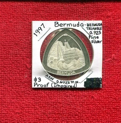 Bermudas 1997 3 dólares Bermudas Triángulo Proof Nº 40,00 Foto 1 de 2