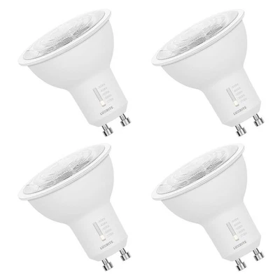 Luxrite GU10 LED Bulbs Dimmable 50W Halogen Equivalent 5CCT 6.5W 500LM 4 Pack - Image 1 of 4