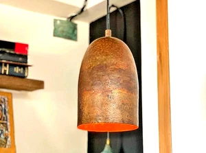 Handctafted Polished Copper Pendant Light: Moroccan Boho Ceiling Lamp - Picture 1 of 4