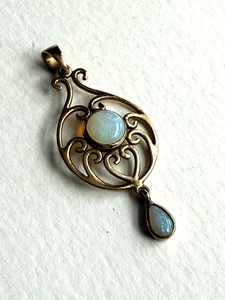 9CT GOLD FIERY SOLID NATURAL BOULDER OPAL LAVALIERE PENDANT - Picture 1 of 10