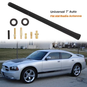 7" Short Radio Aerial Antenna Mast Whip AM/FM Black For Dodge Charger Challenger - Foto 1 di 14