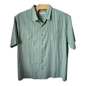Tommy Bahama Seidenmischung Hemd Herren Gr. 4XL Grün Gestreift Kurzarm Strand - Bild 1 von 6