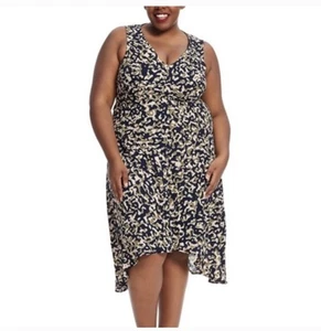 REBEL Wilson X Angel Sleeveless Camo Dress Plus Sz 20W High Lo Navy Pink & Green - Picture 1 of 5