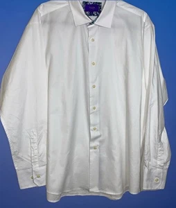 Tallia Mens White Button Up Dress Shirt Size XL White w/Print Lined Accents - Picture 1 of 8