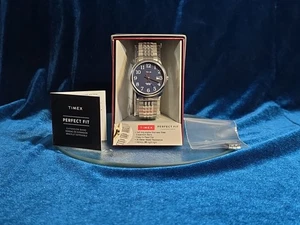Reloj Timex Indiglo WR30M Azul Marino Cara Fecha Analógico Elástico Hombre’s - Imagen 1 de 14