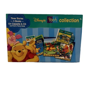 RARE Disney’s Pooh Collection Three Stories - 3 Books on Cassette & CD Complete - Picture 1 of 4