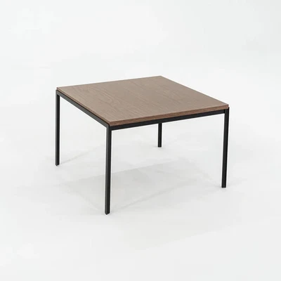 1960s Florence Knoll T Angle 24 x 24 inch Side / End Table Steel & Wood Veneer - Image 1 of 4