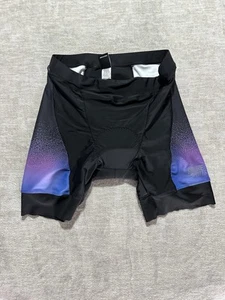 Pantaloncini ciclismo donna Souke Sports imbottiti nero/viola taglia XL modello laterale - Foto 1 di 5
