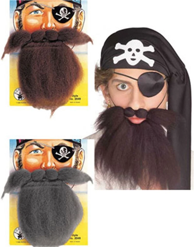 Conjunto Barba y Bigote Pirata Adulto Hombre Halloween Disfraz Accesorio Foto 1 de 1