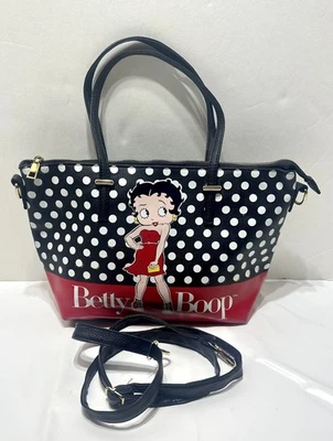 Bandolera/bolso de mano grande Betty Boop imitación cuero rojo/negro/polkadots cierre de cremallera Foto 1 de 4
