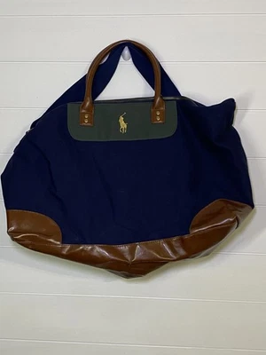 Ralph Lauren Dark Blue And Green gold Logo Embroidered Duffle Bag 90s Classic  - Image 1 of 4