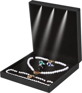 Gran Conjunto de Joyería de Terciopelo Caja de Regalo Collar Caja con Luz LED, Elegante Terciopelo - Imagen 1 de 12