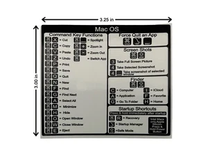 Mac OS Tastatur Verknüpfung Vinyl Aufkleber Sticker MacBook, Air, Pro, M1, M2, Ventura - Bild 1 von 1