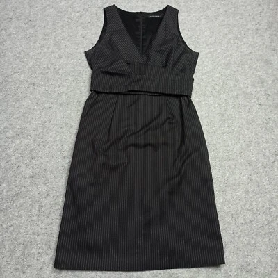 Vestido Strenesse 38-M Negro Elástico Mezcla Algodón Rayas Cremallera Carrera Oficina Foto 1 de 4