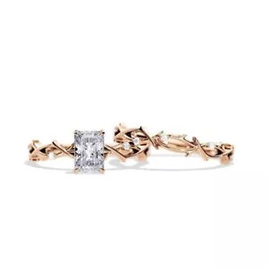 14K Rose Gold Radiant 1.10 Ct Certified Diamond Wedding Ring IGI GIA Lab Grown - Picture 1 of 6
