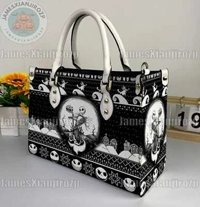 Jack Skellington Halloween Personalized Leather Handbag, Jack Skellington - Picture 1 of 5