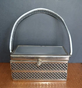 De Colección Tirolesa Metal Rectángulo Cesta Caja Cartera Bolso sin asas - Imagen 1 de 13