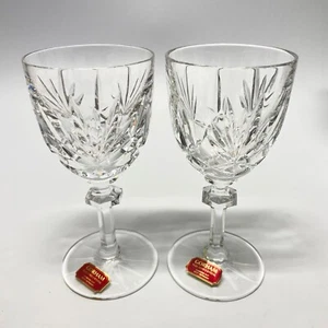 2er Set Gorham Crown Point Cut Kristall Weingläser Stielgläser 6" Neu mit Etiketten - Bild 1 von 7