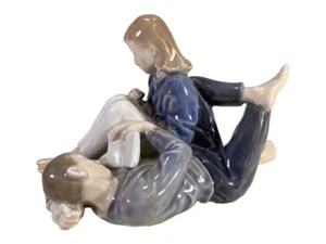 Royal Copenhagen Teenagers w/ Book Porcelain Figurine Statue #4649 - Picture 1 of 7