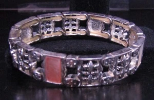 Metallic Bangle Bracelet with Pink and Pale Pink Rectangle Inlay - Picture 1 of 6