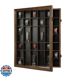 Vitrina de vidrio Sboitflmm 34 Shot montaje en pared soporte de madera estante bloqueable - Imagen 1 de 5