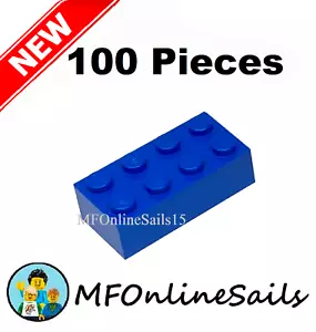 100x NEW LEGO 2x4 Classic Blue Bricks Piece # 3001 - BULK large bricks - Picture 1 of 4