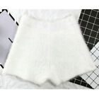 Womens Faux Mohair Shorts Fluffy High Waist Stretch Fit Knitted Dance Hot Pants