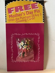 Just For You, Just For Mother's Day Flower Bouquet Pin Pinback Vintage NEW 1990s - Picture 1 of 4
