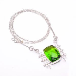 Peridot 925 Sterling Silver Tennis Handmade Necklace 19-23" Cp_9441_204_7 - Picture 1 of 3
