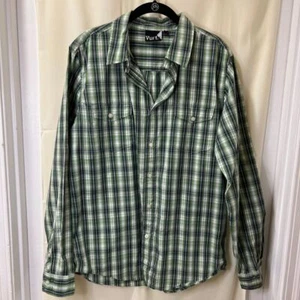 Camisa informal Vurt verde a cuadros con botones para hombre LS algodón cómodo clásica-L - Imagen 1 de 10