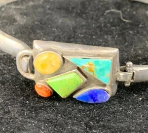 Vintage Sterling Silver Multiple Stone Bracelet - Lapis and Turquoise - Picture 1 of 6