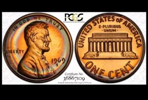 "TARGET TONED" PCGS PR66RB 1969-S LINCOLN MEMORIAL CENT! - Picture 1 of 4