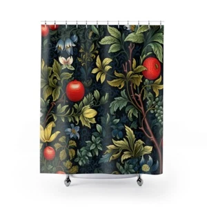William Morris-inspirierter botanischer Duschvorhang | Cottagecore Badezimmerdekoration - Bild 1 von 7