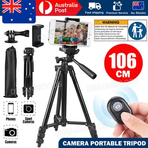 Professional Camera Tripod Stand Mount Remote + Phone Holder for iPhone Samsung - Picture 1 of 11