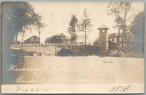 BRIDGEPORT CT MEMORIAL TOWER ANTIQUE REA,L PHOTO POSTCARD RPPC - Picture 1 of 2