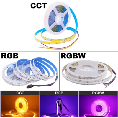 5m COB Led Strip RGBW RGB CCT Colour Changing High Density Flexible Tape Lights - Image 1 of 4