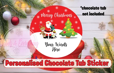 Pegatinas Personalizadas Feliz Navidad Chocolate Tina Maestro Novedad Papá Noel Regalo R Foto 1 de 2