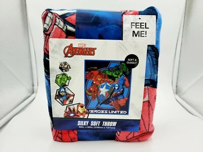 Marvel Avengers Silky Soft Throw Blanket 40" x 50" Superhero Cpt America Hulk  - Image 1 of 4