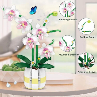 MARKENLOS 616stk ~ Orchid Artificial Plant Building Set with Flowers,Home DIY Décor DE