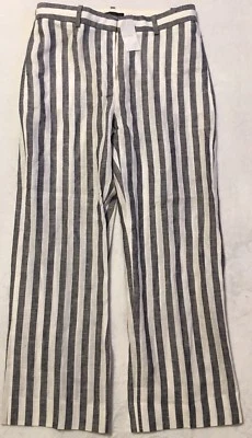 NUEVO CON ETIQUETAS JCREW $98 Pantalón corto en lino a rayas talla 2 en gris G2337 Foto 1 de 4
