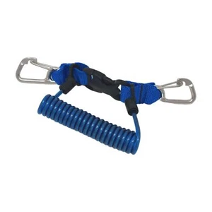 Scuba Choice Shark Coil Steel Core with Clips Lanyard, Blue - Picture 1 of 1