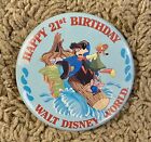 Walt Disney World Splash Mountain Button Pin Happy 21st Birthday Brer Rabbit Fox