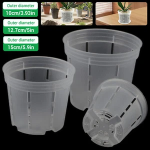 1-10Pcs Clear Plastic Flower Plant Pot Orchid Pots with Holes Root Control Pot - Picture 1 of 12
