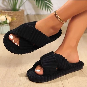 Women's Plush Cross-Strap Slippers – Cozy Lightweight Ideal for Bridesmaid Gifts - Picture 1 of 7