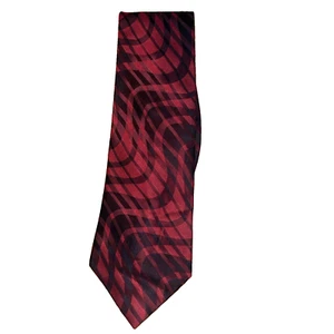 VTG Steven Land Black And Red Wavy Striped Pattern Men's Handmade Silk Tie - Picture 1 of 3