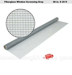 Fiberglass Screen Wire 48 in. X 25 Ft Window Door Screening Gray Bug Insect - Picture 1 of 6