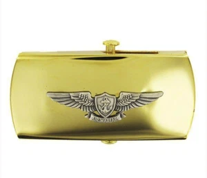 Vanguard NAVY BELT BUCKLE AVIATION WARFARE GOLD SILVER OXIDIZED EMBLEM FEMALE - Picture 1 of 1
