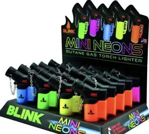 Blink Mini Torch Lighters 20 Pack - Neon Butane Refillable Jet Flame - Picture 1 of 6
