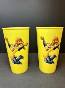 Nesquik Bunny Yellow Tall Plastic Cup Rabbit Nestle Nesquik Tumbler Cups 2pc EUC - Picture 1 of 13