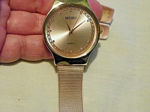 Rose Goldtone Ladies crystal watch with stainless steel back & quartz movement - Picture 1 of 3